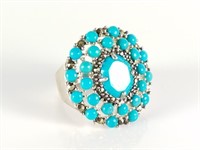 STERLING SILVER TURQUOISE & MARCASITE