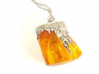 STERLING SILVER AMBER NECKLACE FROM LONDON