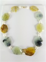 14K GOLD CLASP AND NATURAL STONE DESIGNER NECKLACE