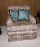 Thomasville Plaid Upholstered Arm Chair with
