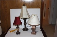 Small Decorative Lamps with Shades (lot of 3)