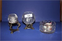 Rose Bowls on Stand and Crystal Bowl