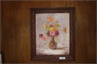 Floral Bouquet Painting on Board signed Emily