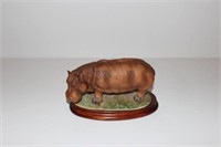 Andrea by Sadek Hippo Figurine with Wood Base