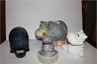 Hippo Sculptures and Music Box
