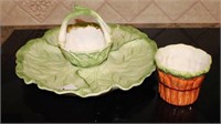 Fitz & Floyd Vegetable Tray with Dip Basket & Carr