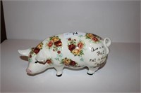 Ceramic Pig with Rose Motif