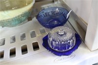 COBALT BOWL AND BUTTER DISH