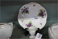 FLORAL DECORATED EGG CUP AND PLATE