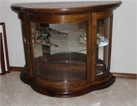 Lighted Mirrored Back Curved Front Curio