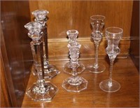 Glass & Crystal Candlestick Holders (3 pair)