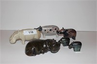 Stone Hippo Figurines (lot of 6)