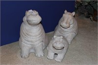 Hippo Garden Statues (lot of 3)