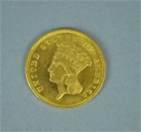 1855 $3 LADY LIBERTY PRINCESS US GOLD COIN
