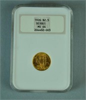1926 $2.50 COMMEM. SESQUI GOLD COIN - NGC MS 64