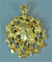 GOLD NUGGET EAGLE HEAD PENDANT