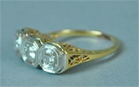 ART DECO TRIPLE DIAMOND RING, 0.36CT