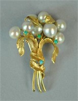 LARGE BAROQUE PEARL & TURQUOISE BROOCH