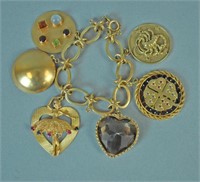 GOLD CHARM BRACELET WITH 6 LARGE CHARMS