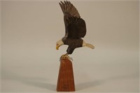 Hand Carved Bald Eagle By D. Wilson,14.5" Tall x