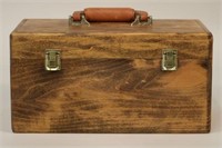 Wooden Hand Crafted Tackle Box Full of Vintage
