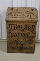 Primitive Wooden Coffee Box Selling King Bee