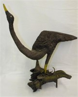 Wooden Bird Sculpture Signed B. K.