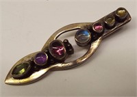 Sterling Silver Pendant With Colored Stones