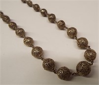 Sterling Silver Filigree Bead Necklace