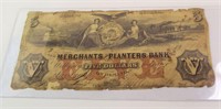 1859 Merchants & Planters Bank Five Dollars