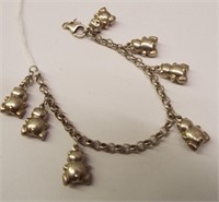 Sterling Silver Bracelet With Teddy Bear Charms