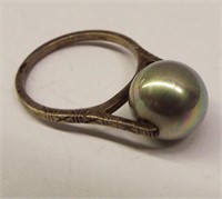 Sterling Silver Ring With Faux Pearl