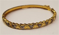 Sterling Silver Bangle Bracelet With Heart Design