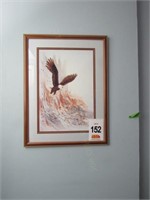 Framed Eagle Print  21" x 25"& Plaque, Framed