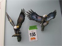 (3) Ceramic Eagles on Limbs Wall Hanging, Wing