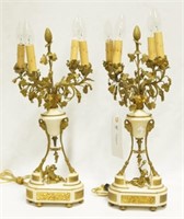 PAIR OF 19th C. FRENCH BRONZE & MARBLE CANDELABRA