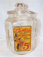 Glass Planters Peanuts Jar, 5 Cent