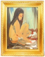 Oil On Canvas Of Nude Woman In Gilt Frame