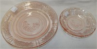 2 Pink Glass Bowls, Sharon Rose