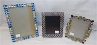 Group Of Three Rhinestone Decorated Picture Frames