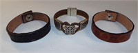 Group Of Three Leather Bracelets