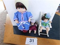 Blue eyed plastic baby doll, 13" long -