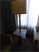 Brandt Ranch Oak floor lamp with tiled table, tile