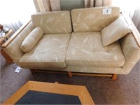 Ranch oak mid century beige small sofa,