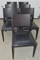 7 Wooden Chairs w/ Leather Pads Lot