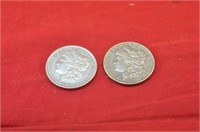 2 Morgan Silver Dollars - 1879, 1889