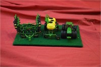 3 Small Scale John Deere Tractors & Implements