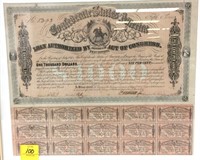 1864 CONFEDERATE STATES $1000 LOAN W ALL COUPONS