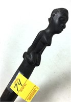 AFRICAN BLACKWOOD HEAVY CARVED WALKING STICK