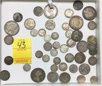 LOT OF FOREIGN COINS, ALL SILVER